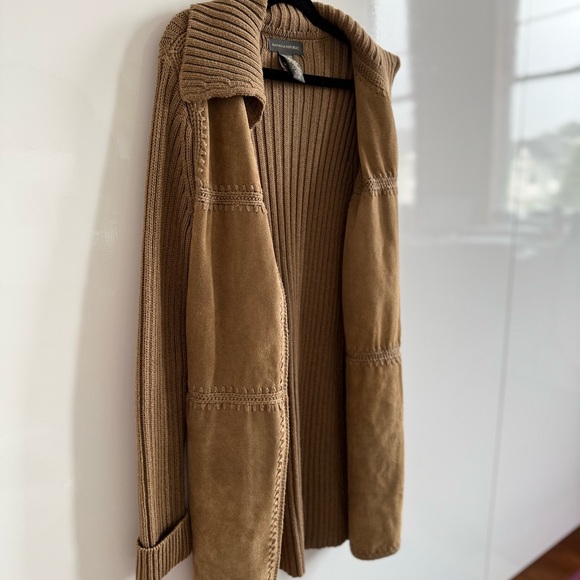 Banana Republic Brown Suede Sweater Jacket Vintage Y2K - Picture 4 of 8